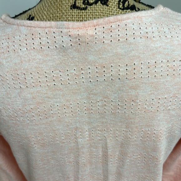 Anthropologie Akemi + Kin Drop Tail Peach Pointelle Tunic with 3/4 Tab Sleeves - Picture 6 of 6